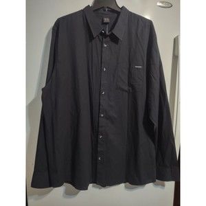 NWT Oakley Mens Black Button Down Dress Shirt Solid Woven Long Sleeve XXL